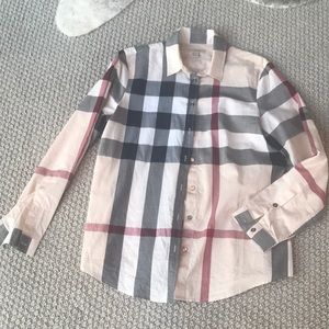 Classic Burberry Large Print Button Down Shirt